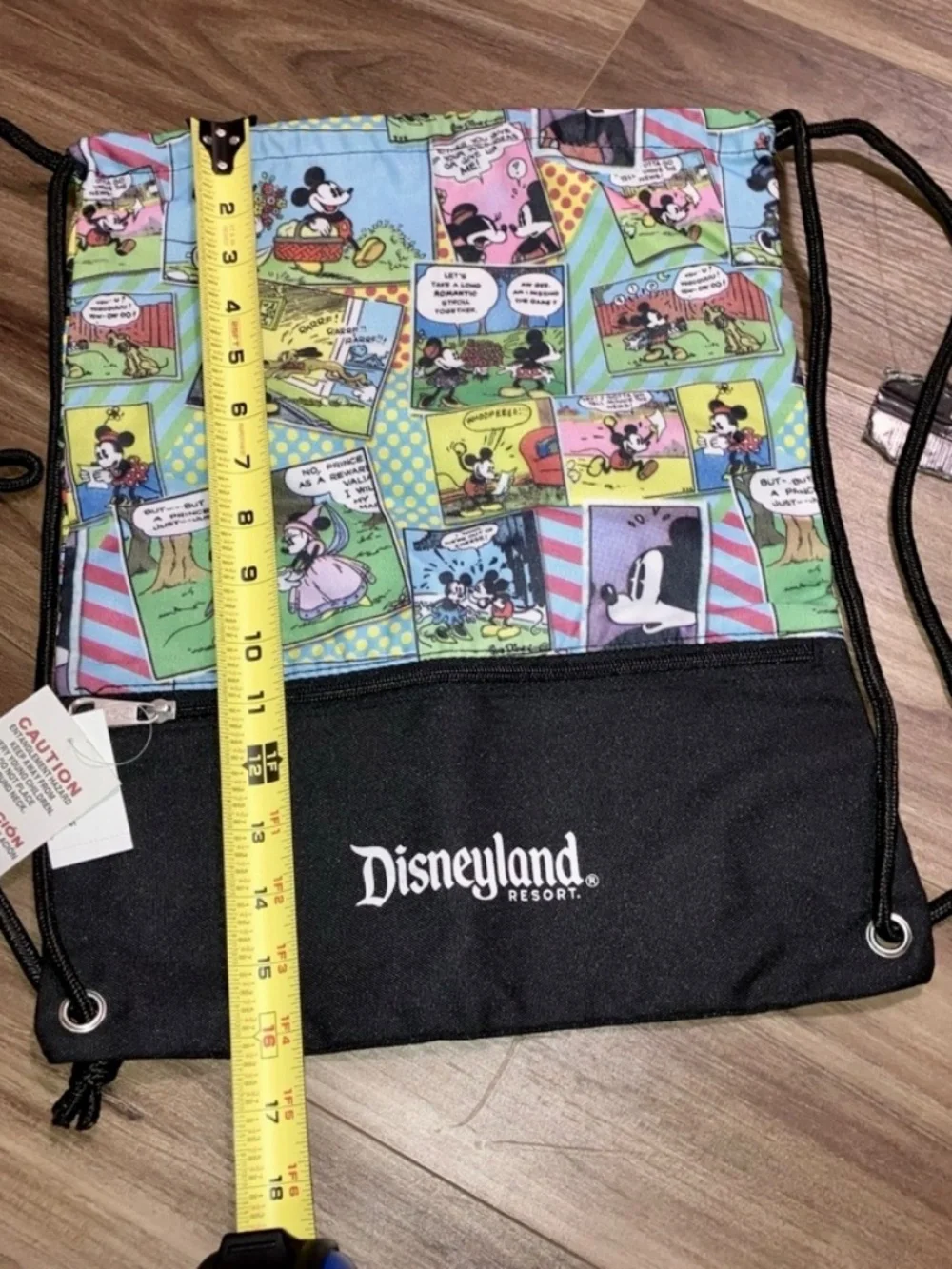 2 Walt Disney World Parks Mickey Mouse Drawstring Backpack $32 Comic Strip BNWT